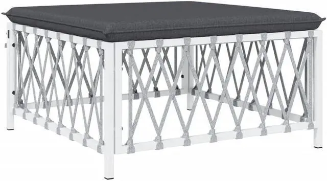 Alt view image 5 of 6 - vidaXL Patio Furniture Set 6 Piece Sectional Sofa with Cushions White Steel