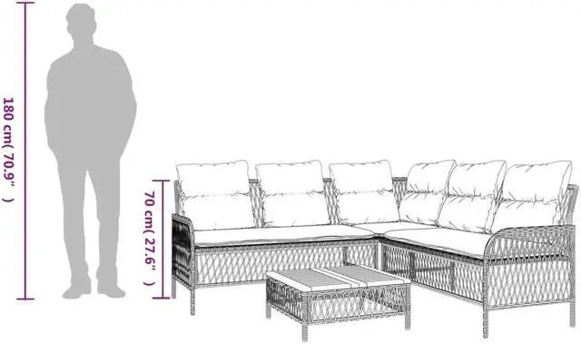Alt view image 4 of 14 - vidaXL Patio Sofa Set with Cushions Outdoor Furniture 2 Piece Black Poly Rattan