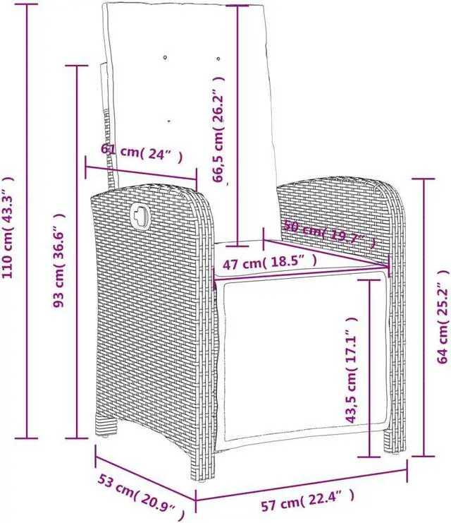 Alt view image 4 of 7 - vidaXL Patio Chairs with Cushions Outdoor 2 Pcs Gray Poly Rattan Acacia Wood