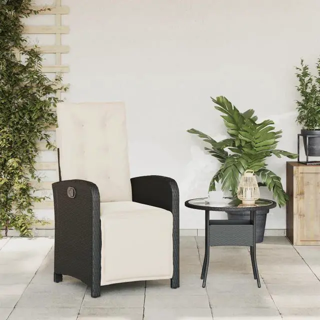 Alt view image 2 of 7 - vidaXL Patio Chairs with Cushions Outdoor 2 Pcs Gray Poly Rattan Acacia Wood
