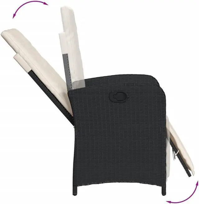 Alt view image 7 of 7 - vidaXL Patio Chairs with Cushions Outdoor 2 Pcs Gray Poly Rattan Acacia Wood