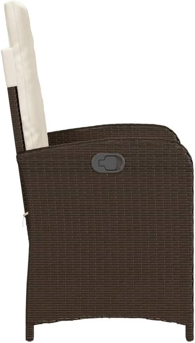 Alt view image 6 of 7 - vidaXL Reclining Patio Chairs with Cushions Furniture 2 Pcs Brown Poly Rattan