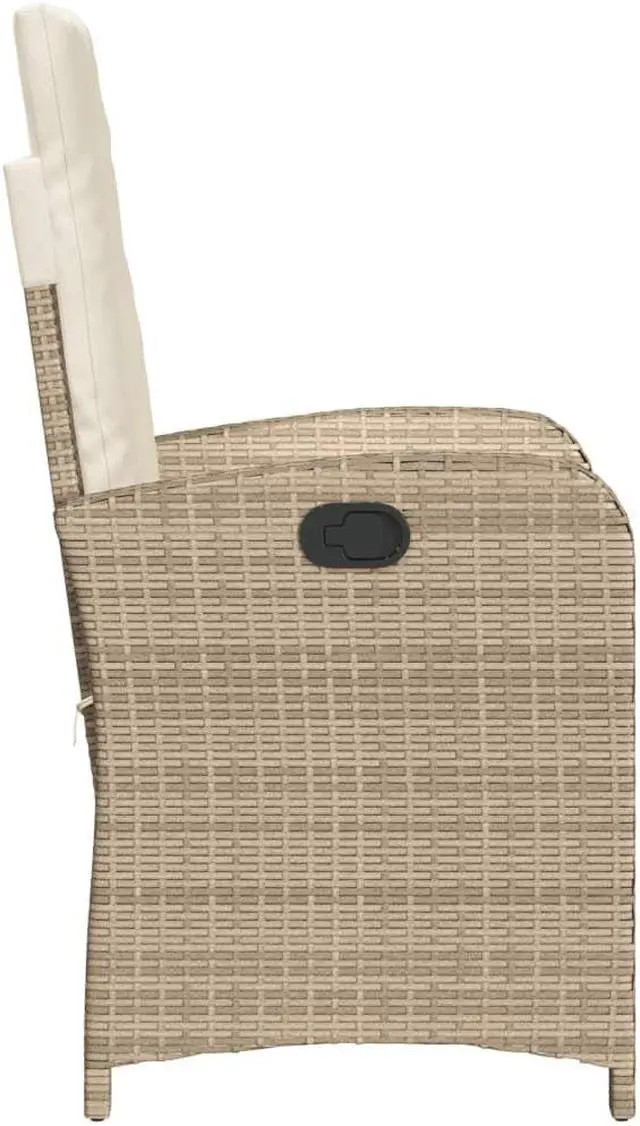 Alt view image 6 of 7 - vidaXL Reclining Patio Chairs with Cushions Furniture 2 Pcs Beige Poly Rattan