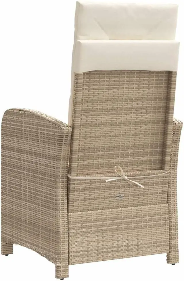 Alt view image 7 of 7 - vidaXL Reclining Patio Chairs with Cushions Furniture 2 Pcs Beige Poly Rattan