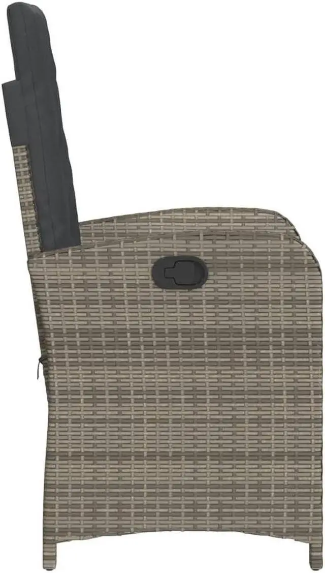 Alt view image 6 of 7 - vidaXL Reclining Patio Chairs with Cushions Furniture 2 Pcs Gray Poly Rattan