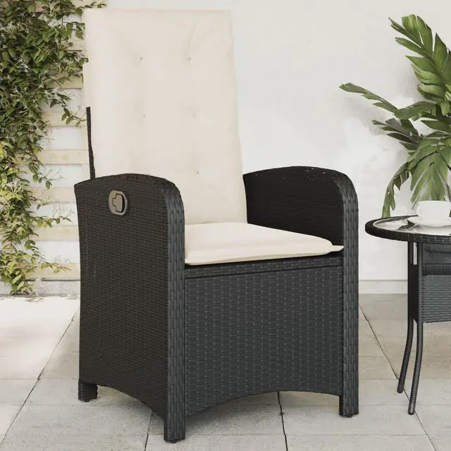 Alt view image 2 of 7 - vidaXL Reclining Patio Chairs with Cushions Furniture 2 Pcs Black Poly Rattan