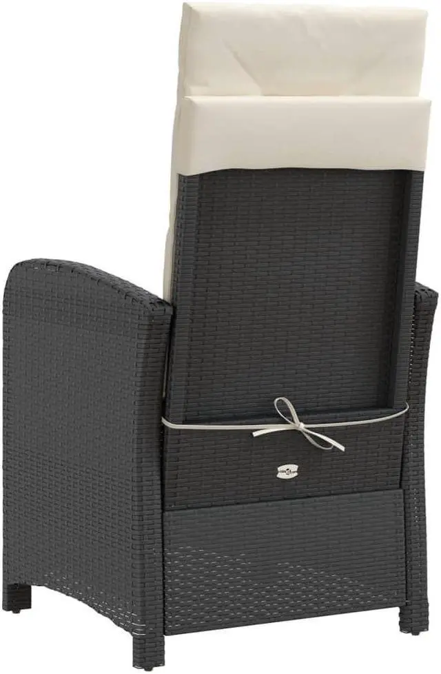 Alt view image 7 of 7 - vidaXL Reclining Patio Chairs with Cushions Furniture 2 Pcs Black Poly Rattan