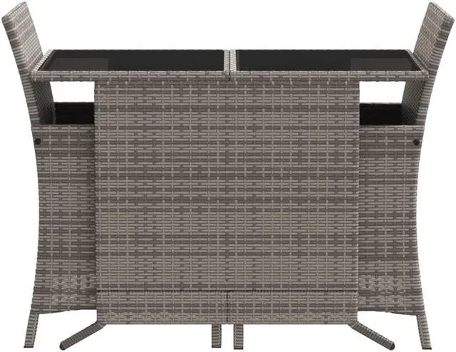 Alt view image 3 of 7 - vidaXL Bistro Set with Cushions Outdoor Furniture 3 Piece Gray Poly Rattan