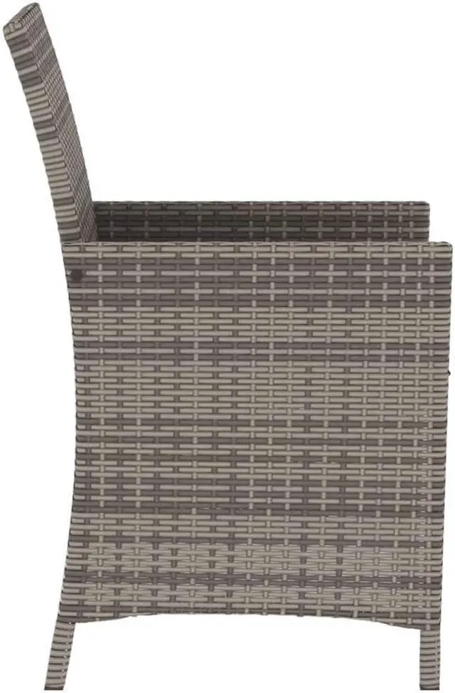 Alt view image 7 of 7 - vidaXL Bistro Set with Cushions Outdoor Furniture 3 Piece Gray Poly Rattan