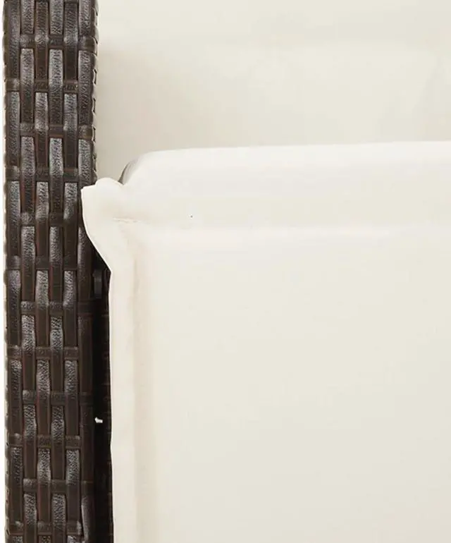 Alt view image 5 of 6 - vidaXL Patio Dining Set with Cushions Garden Furniture 5 Piece Brown Poly Rattan