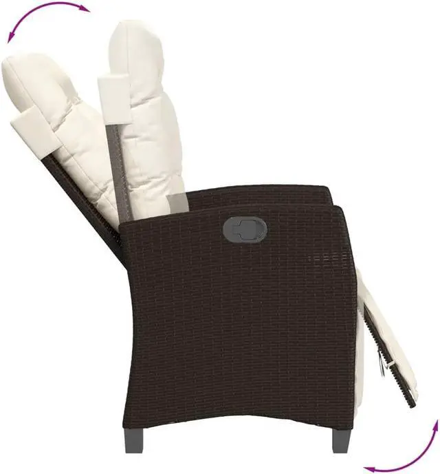 Alt view image 3 of 6 - vidaXL Patio Dining Set with Cushions Garden Furniture 5 Piece Brown Poly Rattan