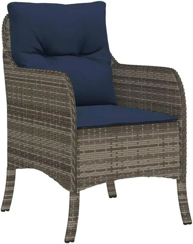 Alt view image 3 of 6 - vidaXL Patio Dining Set with Cushions Outdoor Furniture 5 Piece Gray Poly Rattan