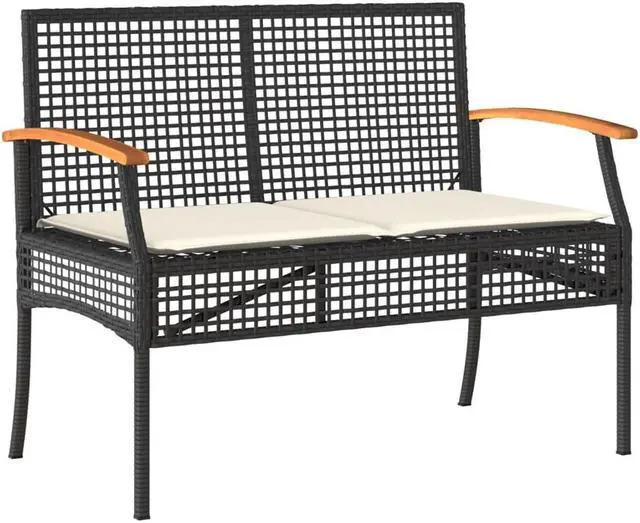 Alt view image 3 of 6 - vidaXL Patio Dining Set with Cushions Furniture 5 Piece Black Poly Rattan