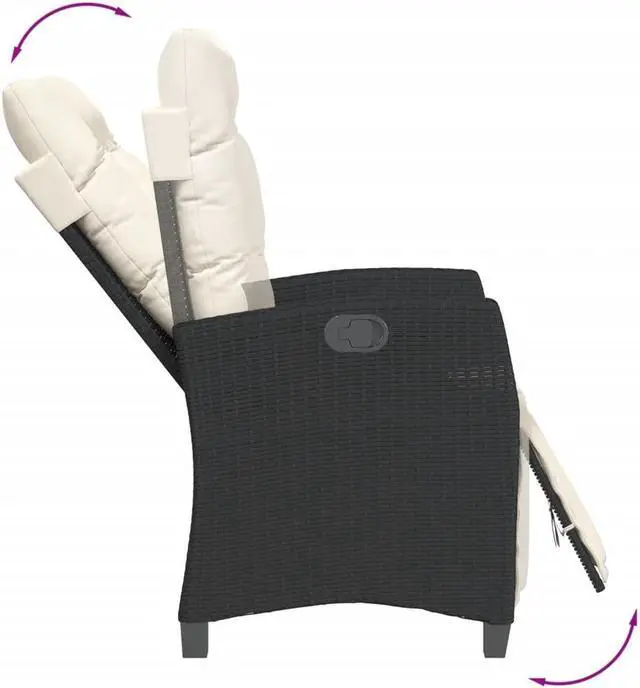 Alt view image 3 of 6 - vidaXL Patio Dining Set with Cushions Garden Furniture 3 Piece Black Poly Rattan