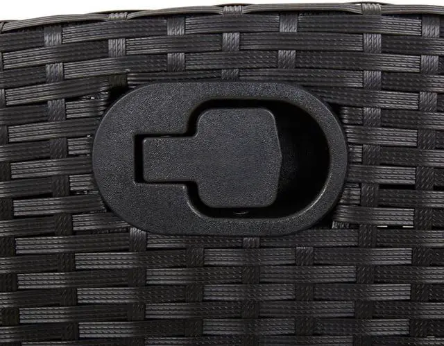 Alt view image 6 of 6 - vidaXL Patio Dining Set with Cushions Garden Furniture 3 Piece Black Poly Rattan