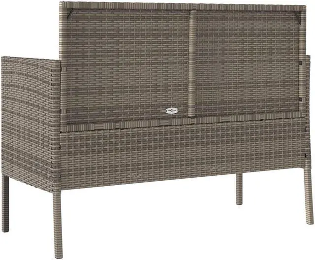 Alt view image 5 of 7 - vidaXL Patio Bench with Cushions Outdoor Loveseat Furniture Gray Poly Rattan