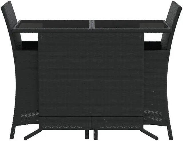 Alt view image 3 of 7 - vidaXL Bistro Set with Cushions Patio Furniture 3 Piece Black Poly Rattan