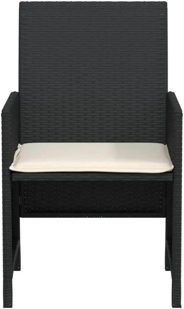 Alt view image 6 of 7 - vidaXL Bistro Set with Cushions Patio Furniture 3 Piece Black Poly Rattan