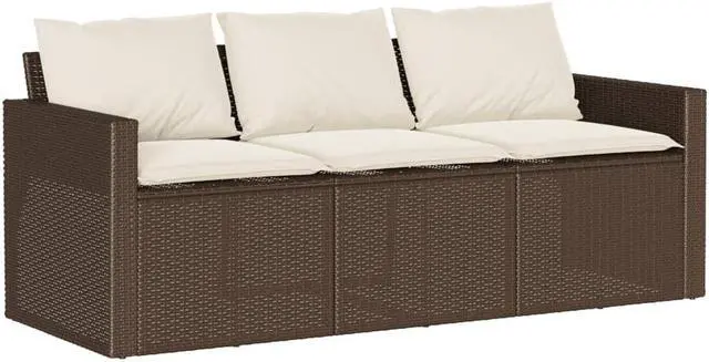 Alt view image 3 of 6 - vidaXL Patio Dining Set with Cushions Garden Furniture 2 Piece Brown Poly Rattan