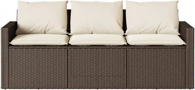 Alt view image 5 of 6 - vidaXL Patio Dining Set with Cushions Garden Furniture 2 Piece Brown Poly Rattan