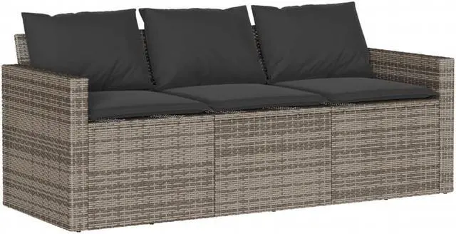 Alt view image 3 of 6 - vidaXL Patio Dining Set with Cushions Garden Furniture 2 Piece Gray Poly Rattan