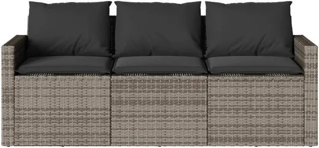 Alt view image 5 of 6 - vidaXL Patio Dining Set with Cushions Garden Furniture 2 Piece Gray Poly Rattan