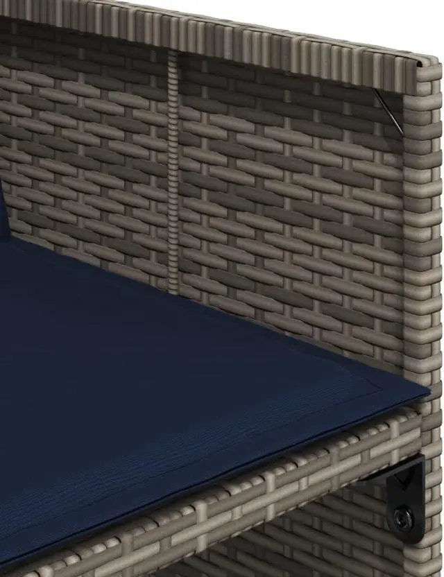 Alt view image 5 of 6 - vidaXL Patio Dining Set with Cushions Garden Furniture 7 Piece Gray Poly Rattan