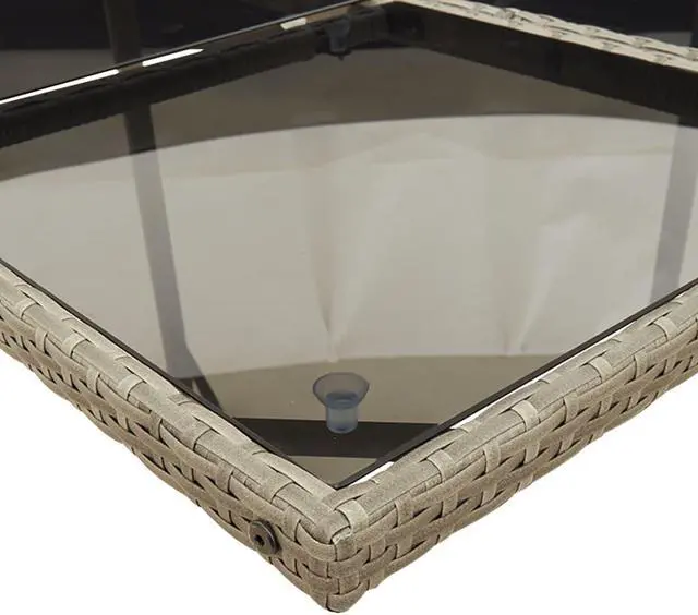 Alt view image 6 of 6 - vidaXL Patio Dining Set with Cushions Garden Furniture 7 Piece Gray Poly Rattan