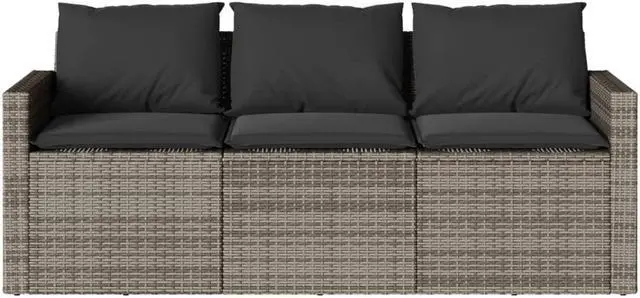 Alt view image 5 of 6 - vidaXL Patio Dining Set with Cushions Garden Furniture 2 Piece Gray Poly Rattan