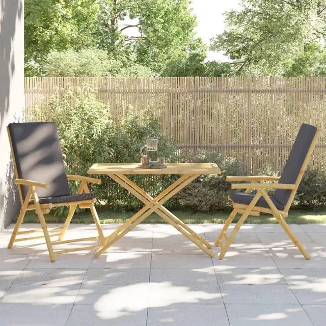 Alt view image 2 of 7 - vidaXL Folding Patio Table Rectangular Garden Table Outdoor Furniture Bamboo
