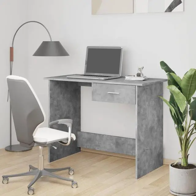 Main image of vidaXL Corner Desk Computer Desk Home Office Desk Concrete Gray Engineered Wood
