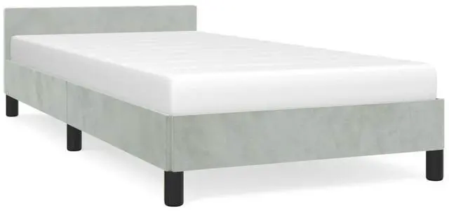 Alt view image 12 of 17 - vidaXL Bed Frame with Headboard Light Gray 39.4"x74.8" Twin Velvet