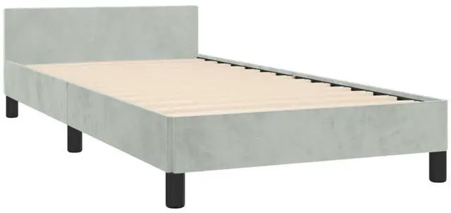 Alt view image 13 of 17 - vidaXL Bed Frame with Headboard Light Gray 39.4"x74.8" Twin Velvet