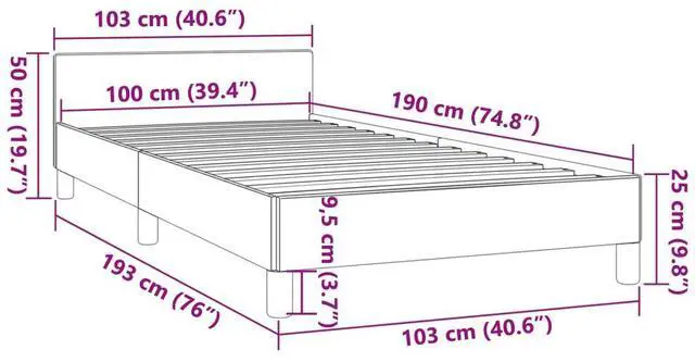 Alt view image 14 of 17 - vidaXL Bed Frame with Headboard Light Gray 39.4"x74.8" Twin Velvet