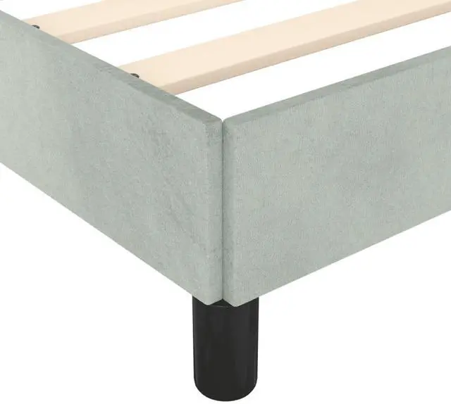 Alt view image 16 of 17 - vidaXL Bed Frame with Headboard Light Gray 39.4"x74.8" Twin Velvet