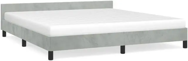 Alt view image 13 of 18 - vidaXL Bed Frame with Headboard Light Gray 76"x79.9" King Velvet