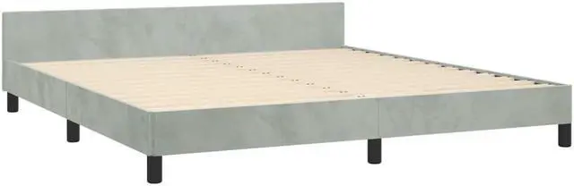 Alt view image 14 of 18 - vidaXL Bed Frame with Headboard Light Gray 76"x79.9" King Velvet