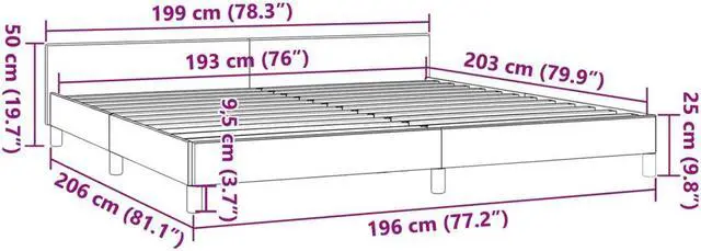Alt view image 15 of 18 - vidaXL Bed Frame with Headboard Light Gray 76"x79.9" King Velvet