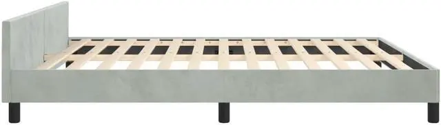 Alt view image 16 of 18 - vidaXL Bed Frame with Headboard Light Gray 76"x79.9" King Velvet