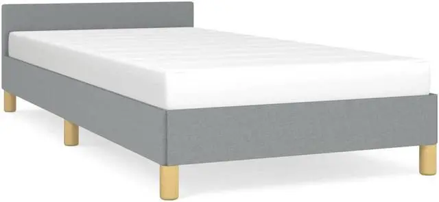 Alt view image 13 of 18 - vidaXL Bed Frame with Headboard Light Gray 39.4"x79.9" Twin XL Fabric
