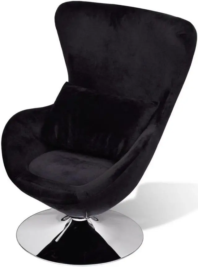 Main image of vidaXL Armchair Upholstered Swivel Accent Club Chair with Egg Shape Black