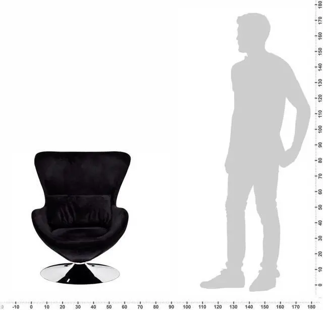 Alt view image 2 of 5 - vidaXL Armchair Upholstered Swivel Accent Club Chair with Egg Shape Black