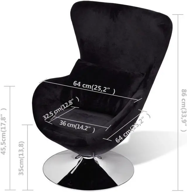 Alt view image 5 of 5 - vidaXL Armchair Upholstered Swivel Accent Club Chair with Egg Shape Black