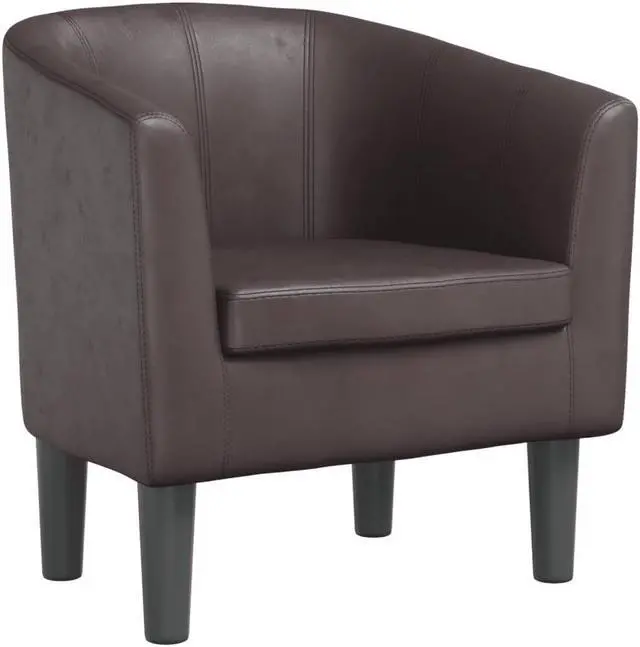 Alt view image 2 of 7 - vidaXL Tub Chair Accent Barrel Armchair for Living Room Brown Faux Leather