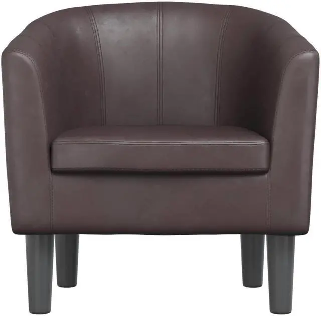Alt view image 3 of 7 - vidaXL Tub Chair Accent Barrel Armchair for Living Room Brown Faux Leather