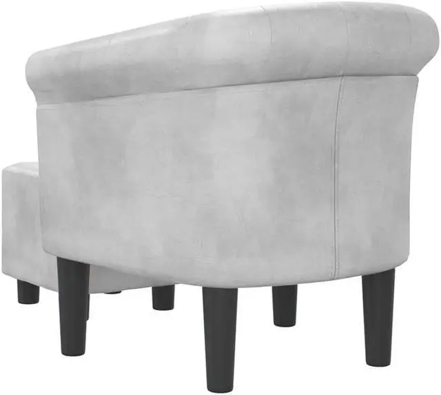Alt view image 5 of 7 - vidaXL Tub Chair with Footstool Accent Barrel Armchair Silver Faux Leather