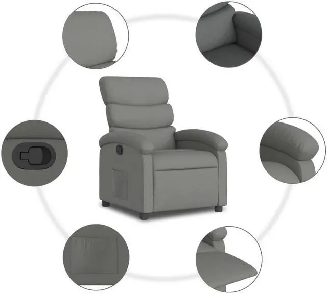 Alt view image 6 of 6 - vidaXL Recliner Chair Adjustable Reclining Chair for Elderly Dark Gray Fabric