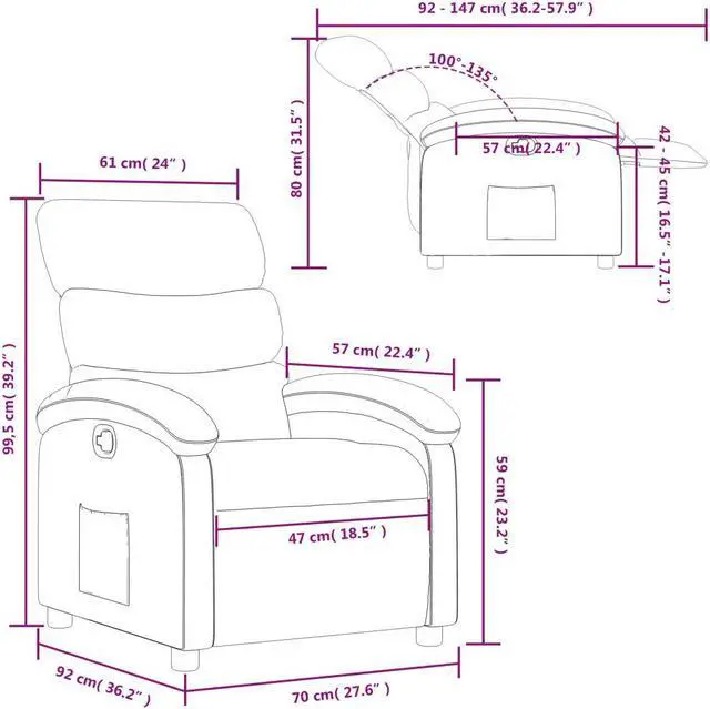 Alt view image 4 of 6 - vidaXL Recliner Chair Adjustable Reclining Chair for Elderly Dark Gray Fabric