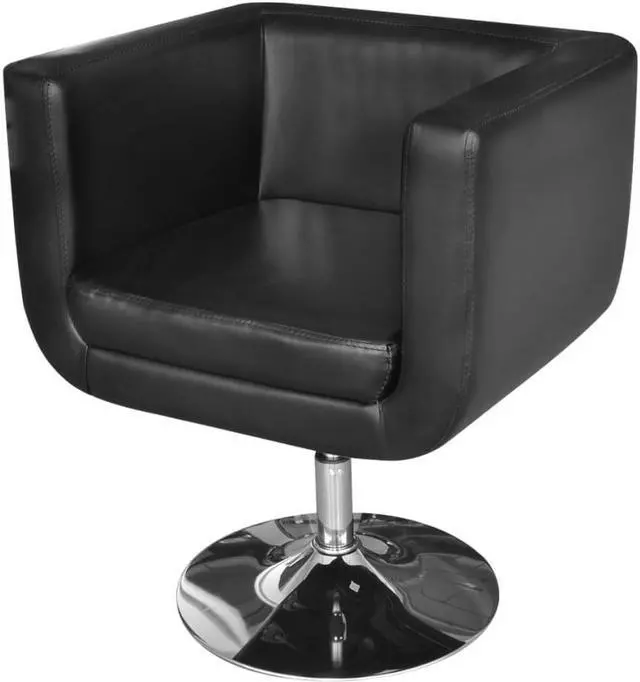 Alt view image 11 of 11 - vidaXL Armchair Accent Chair with Chrome Base for Living Room Black Faux Leather