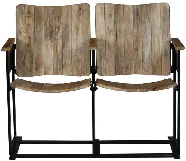 Alt view image 14 of 15 - vidaXL 2-Seater Bench Solid Mango Wood and Steel